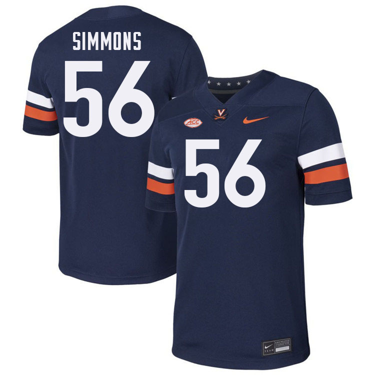 Virginia Cavaliers #56 Tyler Simmons College Football Jerseys Stitched-Navy